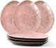 Small Appetizer, Salad Plates, Ceramic Dessert, Snacks Plates - Stoneware Kitchen Serving Side Dishes- Set of 6 (Pink)